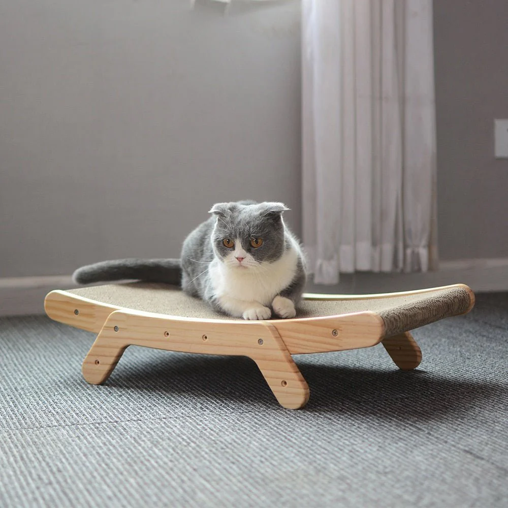 Felinora — 3-in-1 Wooden Cat Lounge Bed with Scratching Post - Image 4