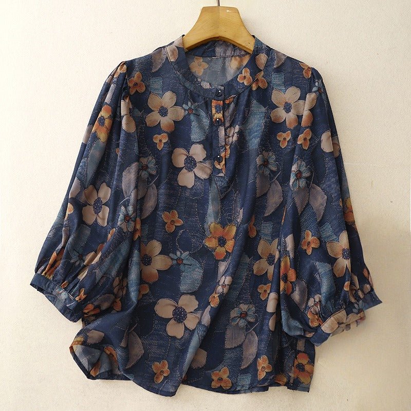 Fiona Women's Blouse | Floral Design, Elegant Collar - Image 5
