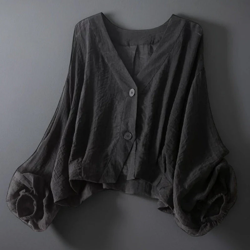 Liora Women's Blouse | Breathable Linen, Batwing Sleeves - Image 6