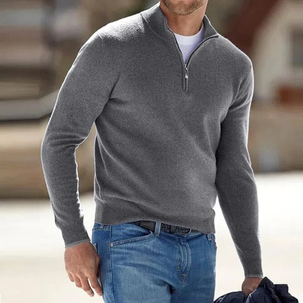 Milo Men's Quarter Zip Sweater | Lightweight Knitted Polyester, Casual - Image 3