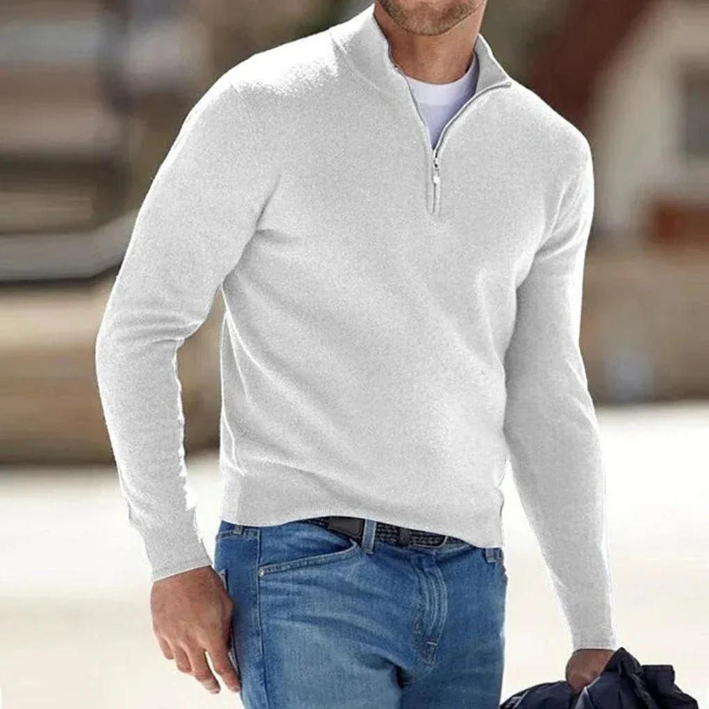 Milo Men's Quarter Zip Sweater | Lightweight Knitted Polyester, Casual - Image 4