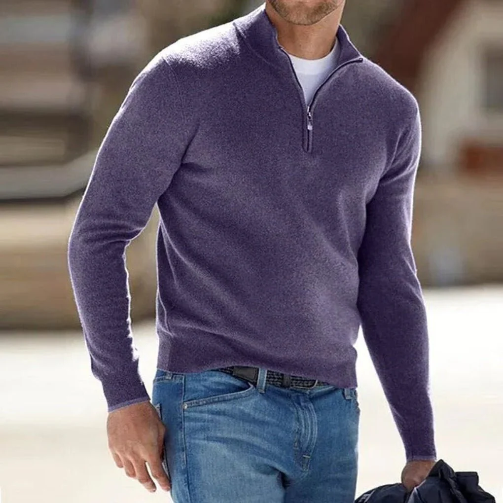 Milo Men's Quarter Zip Sweater | Lightweight Knitted Polyester, Casual - Image 7